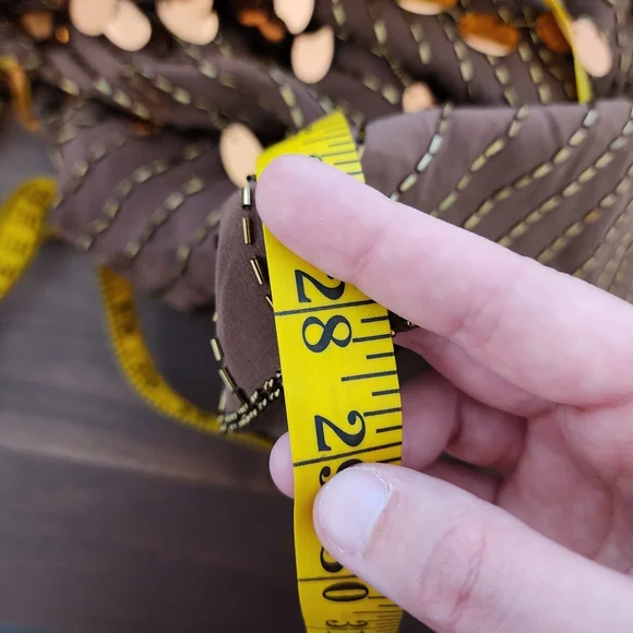 Vintage 100% Silk Chocolate Brown Copper Sequin Beaded Cardigan - Picture 6 of 7